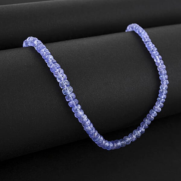 D'Joy Tanzanite 80.00 Ctw Beaded Necklace In Rhodium Over Sterling Silver 18 Inches