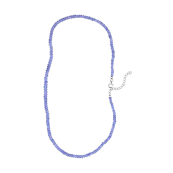 D'Joy Tanzanite 80.00 Ctw Beaded Necklace In Rhodium Over Sterling Silver 18 Inches