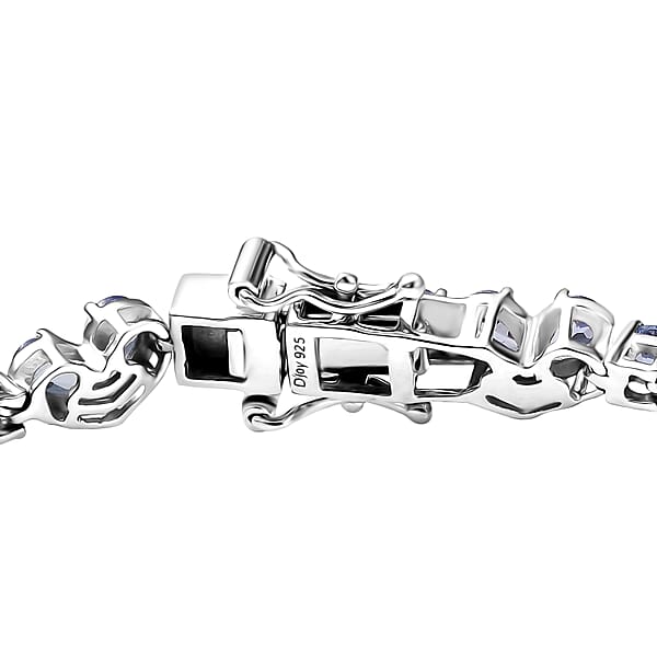 D'Joy Tanzanite 9.50 Ctw Heart Bracelet In Rhodium Over Sterling Silv (8.00 In)
