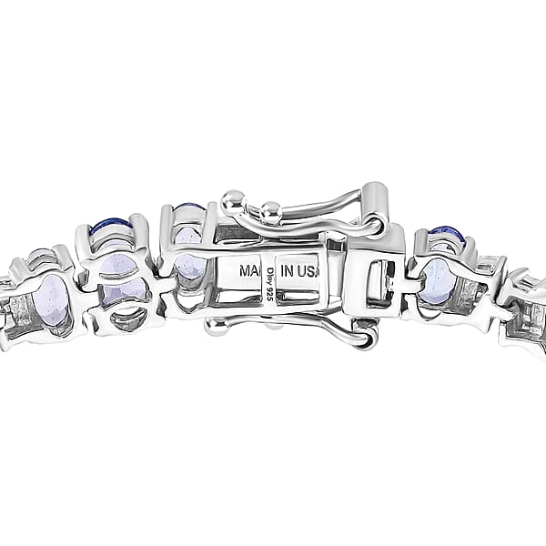 D'Joy Tanzanite And Diamond 9.25 Ctw Bracelet In Rhodium Over Sterling Silver (6.50 In)