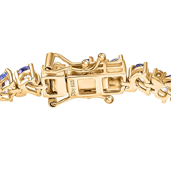 D'Joy Tanzanite And Madagascar Yellow Sapphire 8.65 Ctw Art Deco Bracelet In 18K Vermeil Yellow Gold Over Sterling Silver (7.25 In)