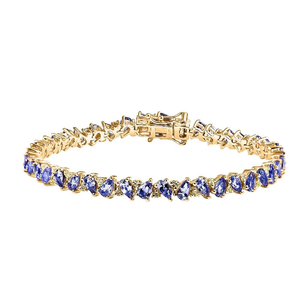 D'Joy Tanzanite and Madagascar Yellow Sapphire 8.65 ctw Art Deco Bracelet in 18K Vermeil Yellow Gold Over Sterling Silver (7.25 In)
