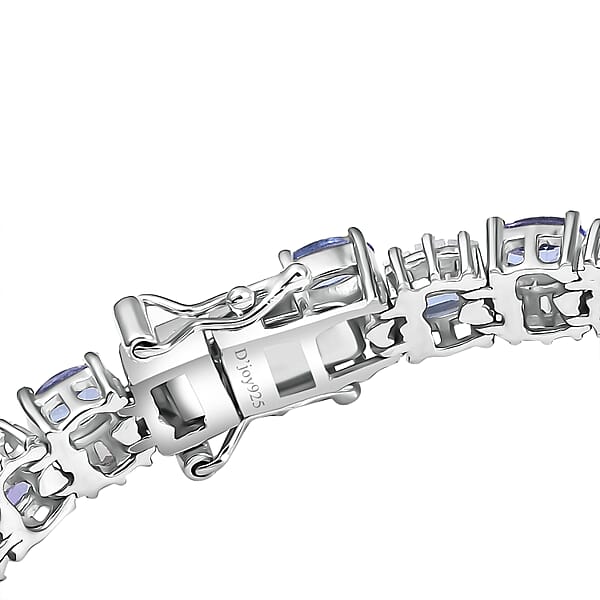 D'Joy Tanzanite And White Zircon 12.65 Ctw Celestial Symphony Bracelet In Rhodium Over Sterling Silver (7.25 In)
