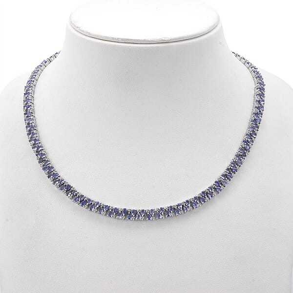 D'Joy Tanzanite And White Zircon 26.35 Ctw Necklace In Rhodium Over Sterling Silver 18 Inches