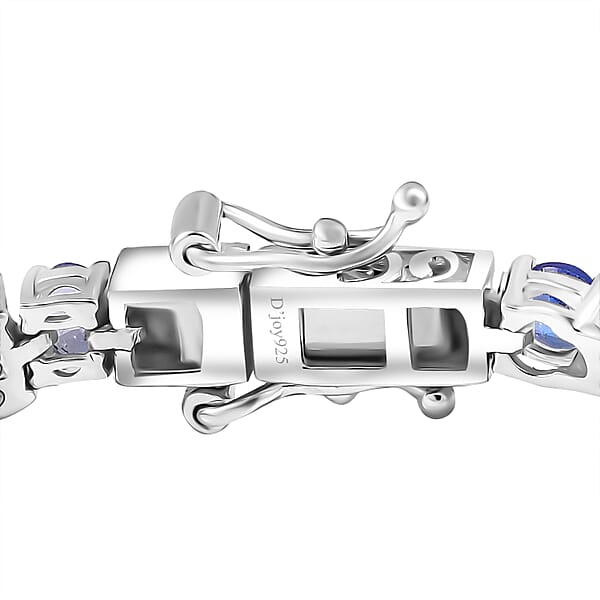 D'Joy Tanzanite And White Zircon 7.50 Ctw Moon Phases Bracelet In Rhodium Over Sterling Silver (6.50 In)