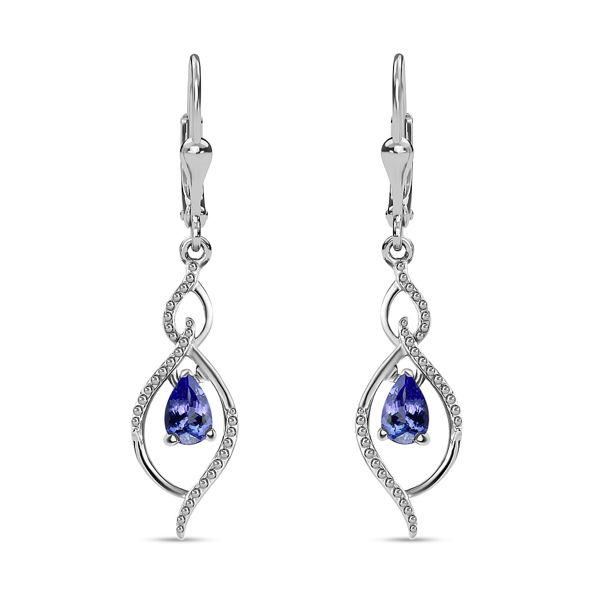D'Joy Tanzanite Drop Dangle Earrings in Platinum Plated Sterling Silver Tanzanite Earrings For Women Wedding Gifts For Women 0.65 ctw