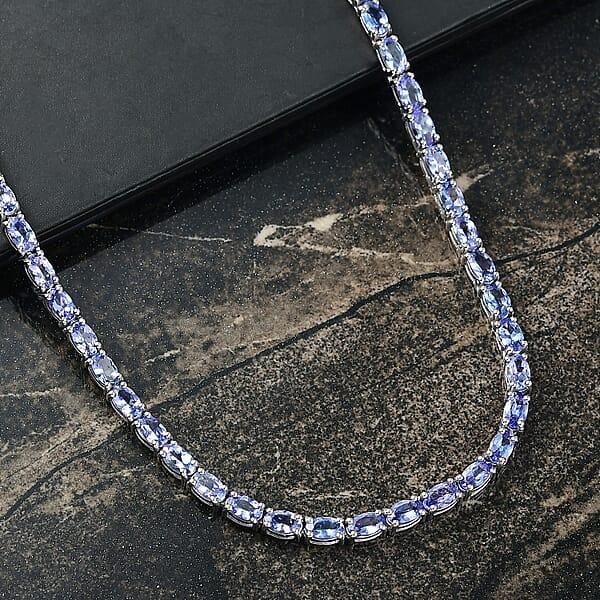 D'Joy Tanzanite Floral Vine Necklace In Rhodium Over Sterling Silver 18.85 Ctw (18 Inches)