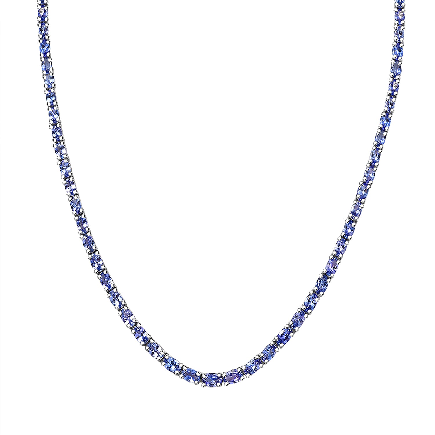 D'Joy Tanzanite Floral Vine Necklace in Rhodium Over Sterling Silver 18.85 ctw (18 Inches)