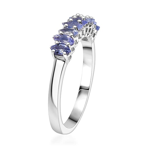 D'Joy Tanzanite Ring In Rhodium Over Sterling Silver 0.85 Ctw