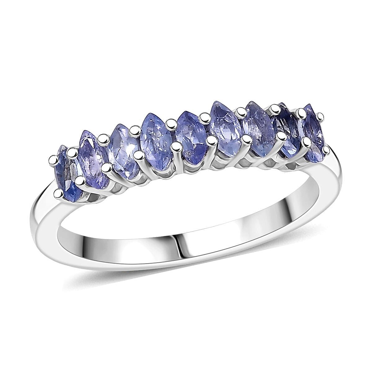 D'Joy Tanzanite Ring in Rhodium Over Sterling Silver 0.85 ctw