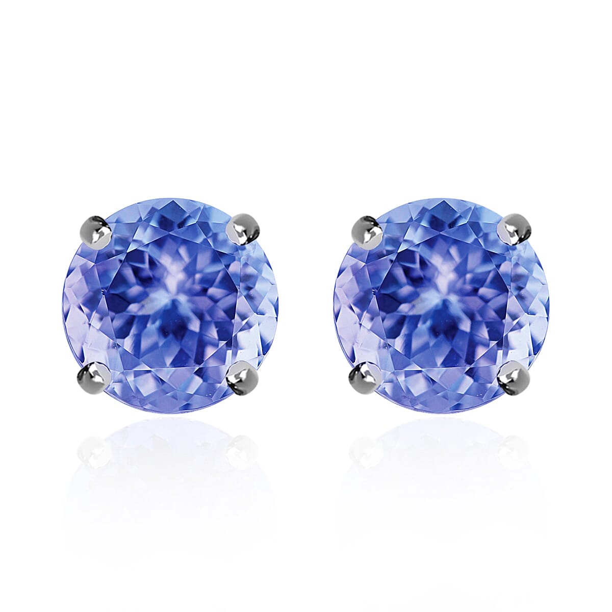 D'Joy Tanzanite Solitaire Stud Earrings in Platinum Over Sterling Silver 2.90 ctw (Del. in 10-12 Days)