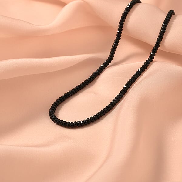 D'Joy Thai Black Spinel 45.00 Ctw Beaded Necklace In Rhodium Over Sterling Silver 20 Inches (Del. In 10-12 Days)