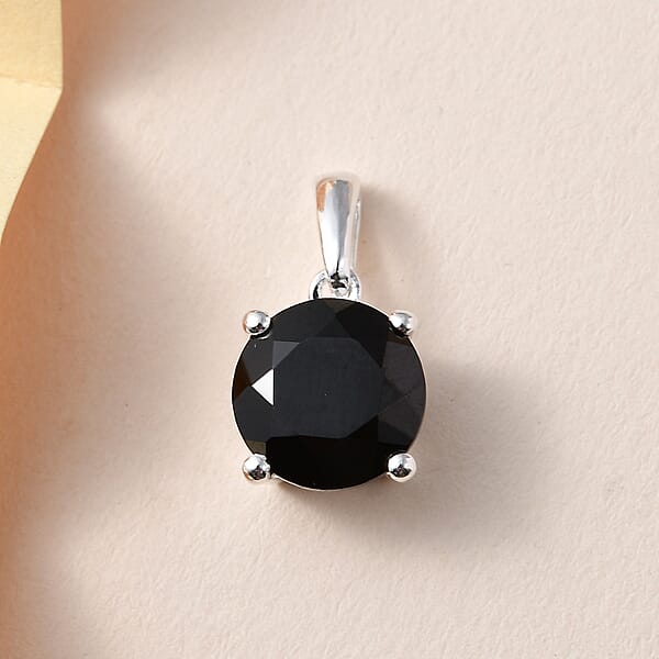 D'Joy Thai Black Spinel Solitaire Pendant Without Chain In Sterling Silver 3.25 Ctw