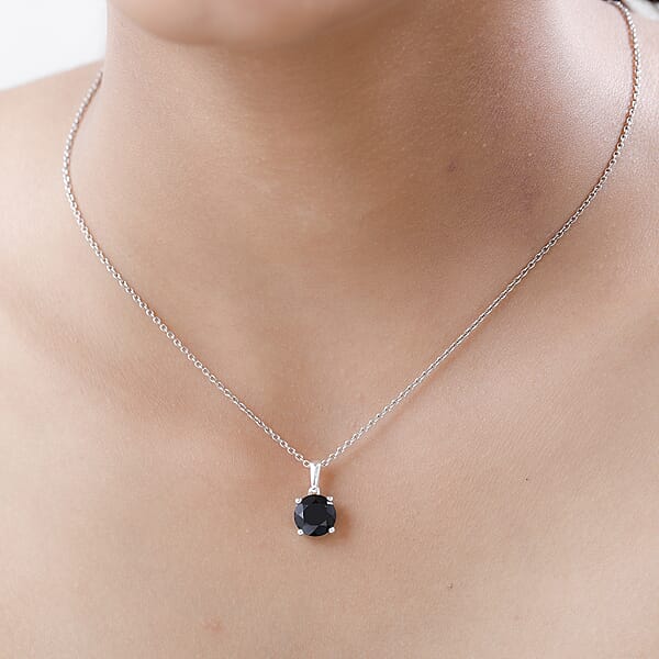 D'Joy Thai Black Spinel Solitaire Pendant Without Chain In Sterling Silver 3.25 Ctw