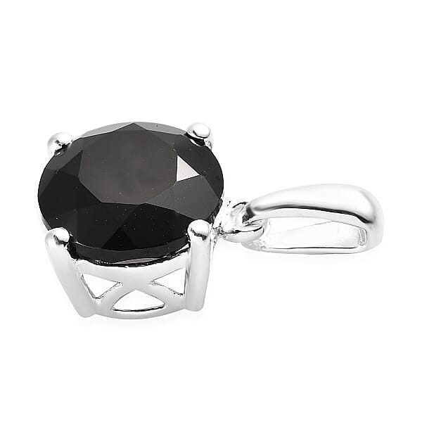 D'Joy Thai Black Spinel Solitaire Pendant Without Chain In Sterling Silver 3.25 Ctw