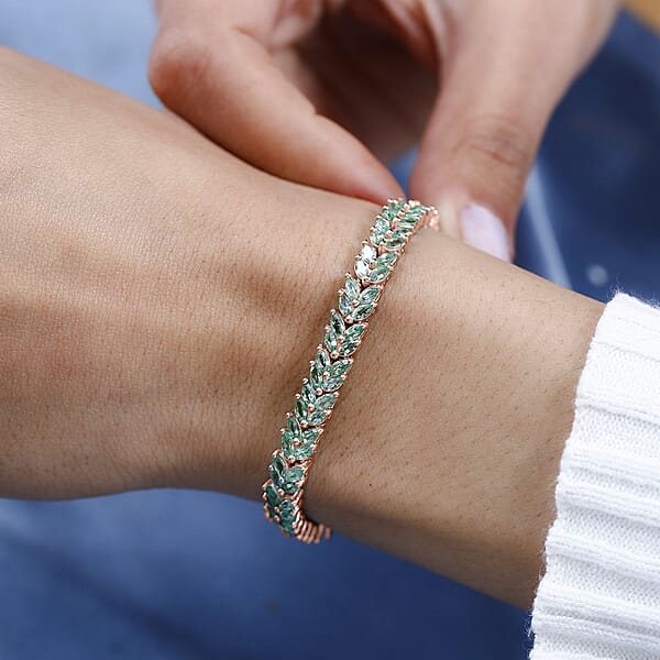 D'Joy Tsavorite Garnet 10.20 Ctw Bracelet In 18K Vermeil Rose Gold Over Sterling Silver (7.25 In)
