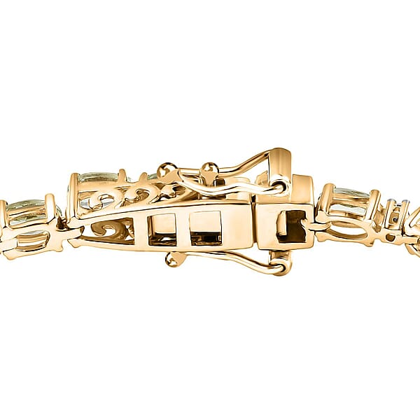 D'Joy Tsavorite Garnet And Lab Grown Diamond I1 7.00 Ctw Bracelet In 18K Vermeil Yellow Gold Over Sterling Silver (7.25 In)