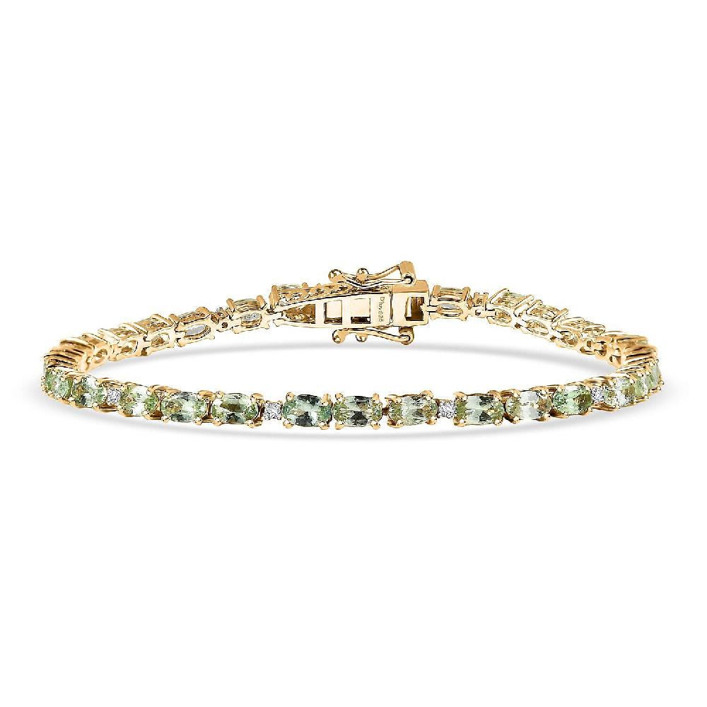 D'Joy Tsavorite Garnet and Lab Grown Diamond I1 7.00 ctw Bracelet in 18K Vermeil Yellow Gold Over Sterling Silver (7.25 In)