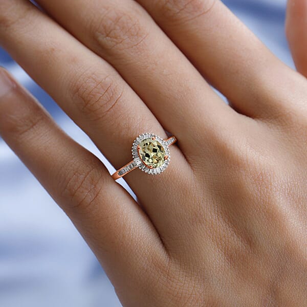 D'Joy Turkizite White Diamond Ring In 18K Vermeil Rose Gold Over Sterling Silver 1.50 Ctw