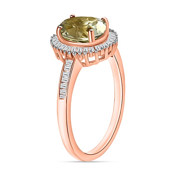 D'Joy Turkizite White Diamond Ring In 18K Vermeil Rose Gold Over Sterling Silver 1.50 Ctw
