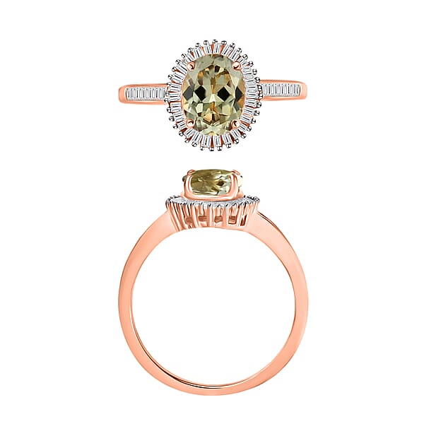 D'Joy Turkizite White Diamond Ring In 18K Vermeil Rose Gold Over Sterling Silver 1.50 Ctw