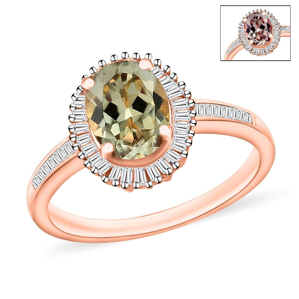 D'Joy Turkizite White Diamond Ring in 18K Vermeil Rose Gold Over Sterling Silver 1.50 ctw