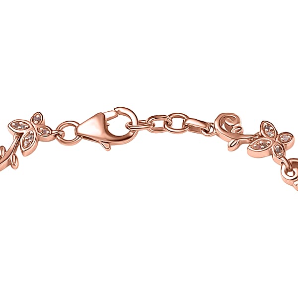 D'Joy Uncut Natural Pink Diamond 0.25 Ctw Butterfly Bracelet In 18K Vermeil Rose Gold Over Sterling Silver (7.25 In)