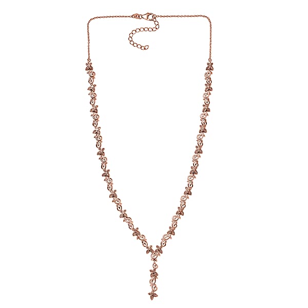 D'Joy Uncut Natural Pink Diamond 0.55 Ctw Butterfly Necklace In 18K Vermeil Rose Gold Over Sterling Silver 18-20 Inches