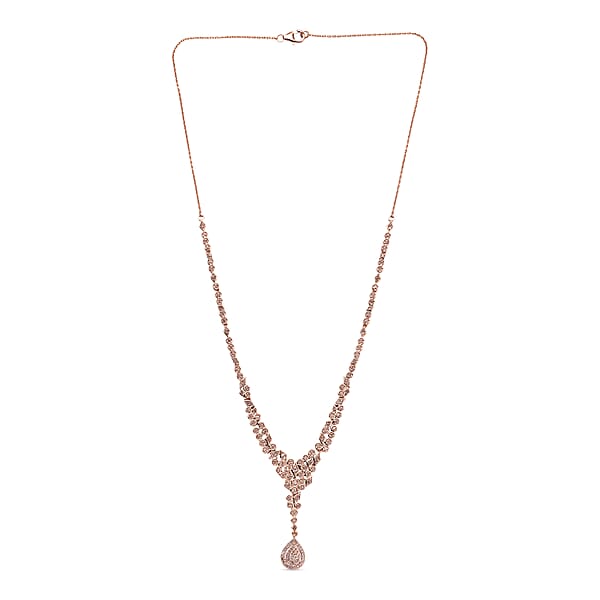 D'Joy Uncut Natural Pink Diamond 1.00 Ctw Drop Necklace In 18K Vermeil Rose Gold Over Sterling Silver 20 Inches