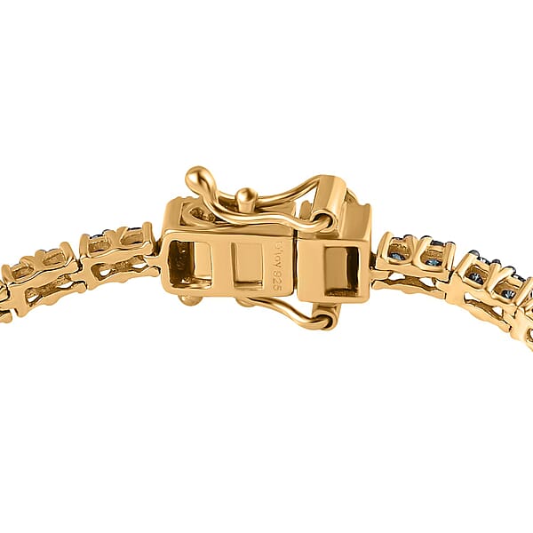 D'Joy Venice Blue Diamond I2-I3 Tennis Bracelet In Vermeil Yellow Gold Over Sterling Silver (7.25 In) 3.00 Ctw