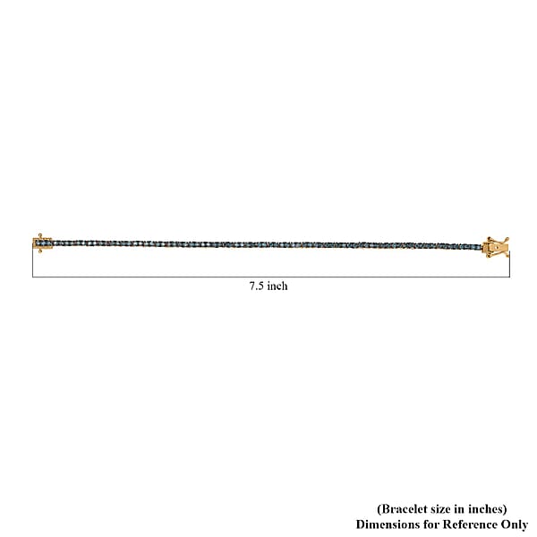D'Joy Venice Blue Diamond I2-I3 Tennis Bracelet In Vermeil Yellow Gold Over Sterling Silver (7.25 In) 3.00 Ctw