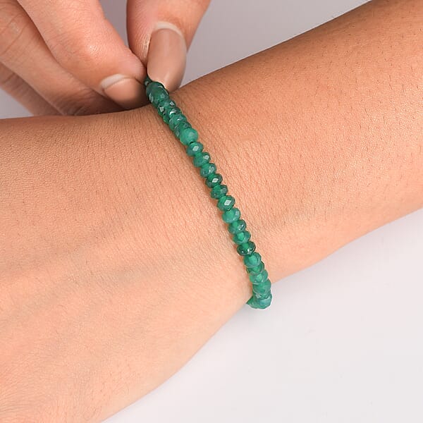 D'Joy Verde Onyx 20.00 Ctw Beaded Bracelet In 18K Vermeil Yellow Gold Over Sterling Silver (7.25 In)