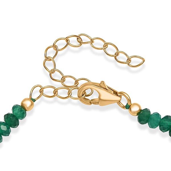 D'Joy Verde Onyx 20.00 Ctw Beaded Bracelet In 18K Vermeil Yellow Gold Over Sterling Silver (7.25 In)