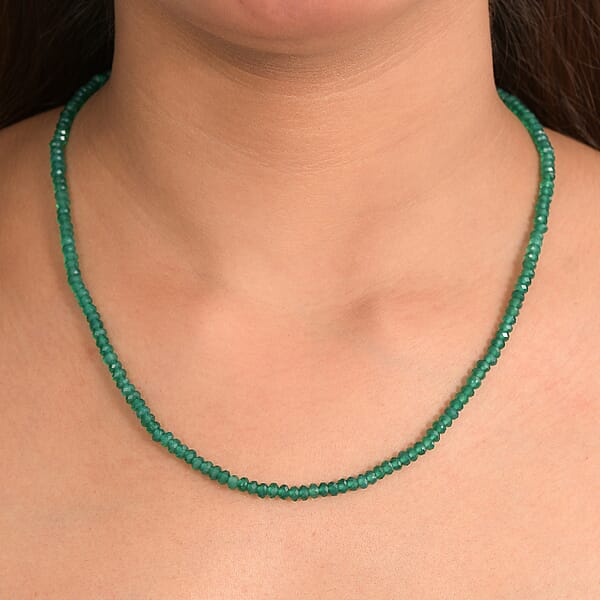 D'Joy Verde Onyx Beaded Necklace In 18K Vermeil YG Over Sterling Silver 50.00 Ctw (18-20 Inches)