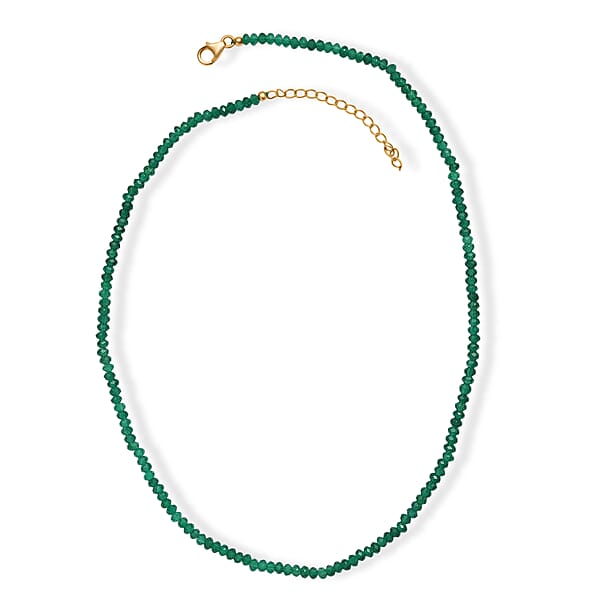 D'Joy Verde Onyx Beaded Necklace In 18K Vermeil YG Over Sterling Silver 50.00 Ctw (18-20 Inches)