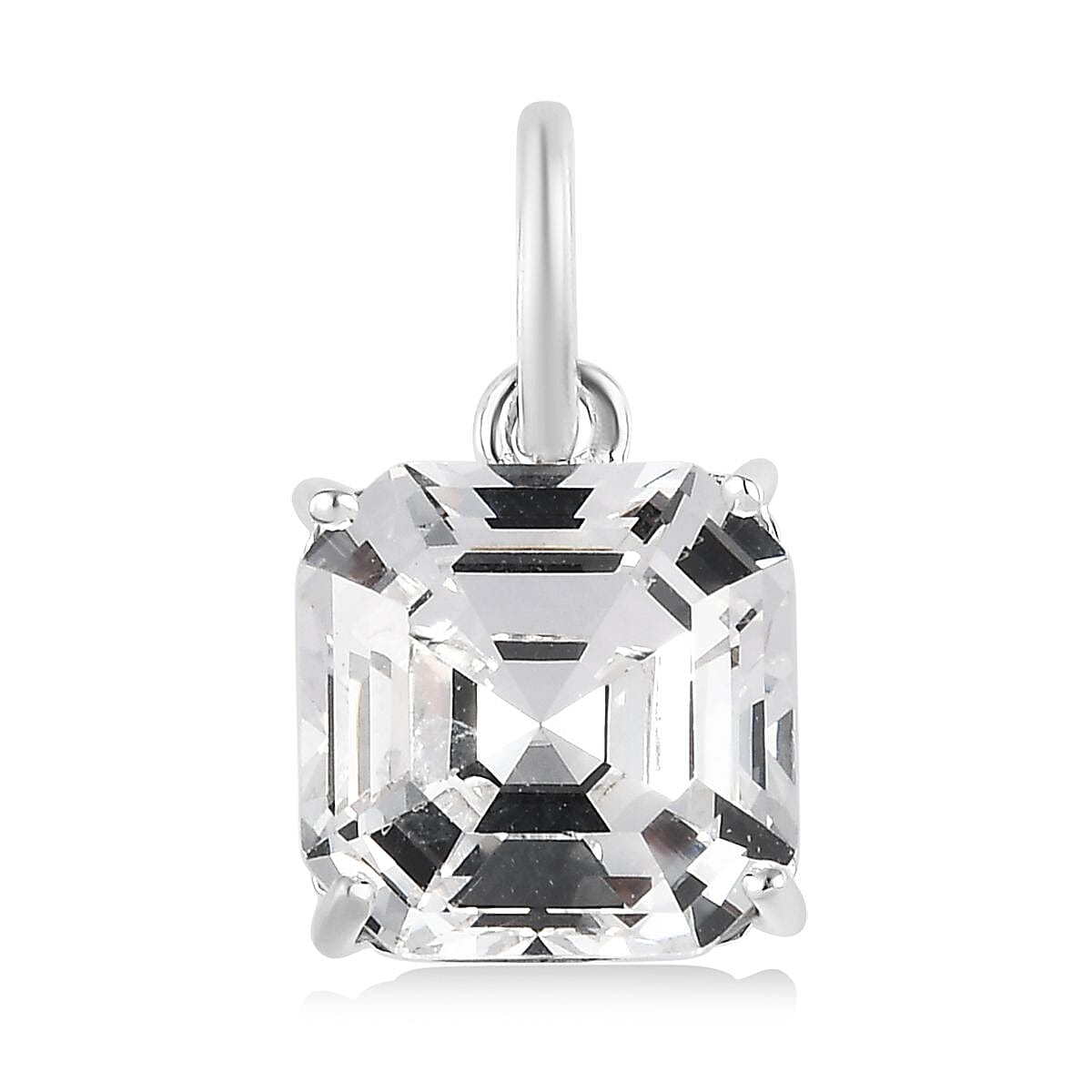 D'Joy White Crystal Solitaire Pendant without Chain in Sterling Silver