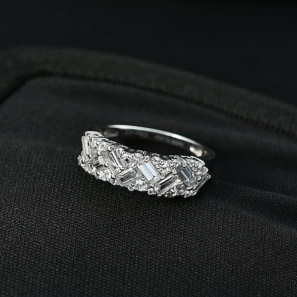 D'Joy White Topaz 1.50 Ctw Ring In Platinum Over Sterling Silver