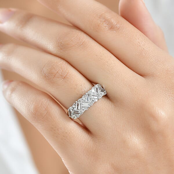 D'Joy White Topaz 1.50 Ctw Ring In Platinum Over Sterling Silver