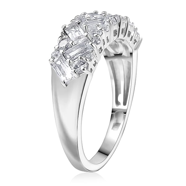 D'Joy White Topaz 1.50 Ctw Ring In Platinum Over Sterling Silver