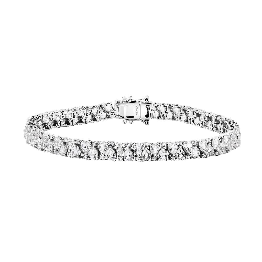D'Joy White Topaz 15.00 ctw Bracelet in Rhodium Over Sterling Silver (8.00 In)