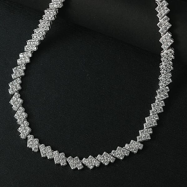 D'Joy White Zircon 13.65 Ctw Necklace 18 Inches In Rhodium Over Sterling Silver
