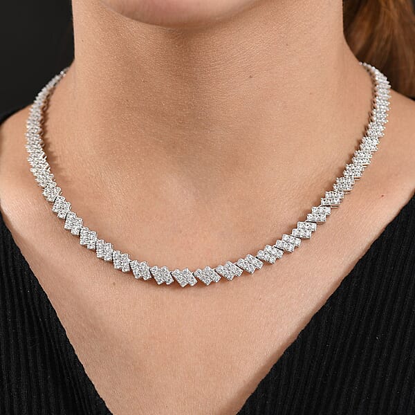 D'Joy White Zircon 13.65 Ctw Necklace 18 Inches In Rhodium Over Sterling Silver
