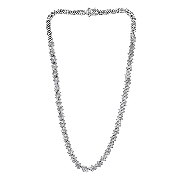 D'Joy White Zircon 13.65 Ctw Necklace 18 Inches In Rhodium Over Sterling Silver