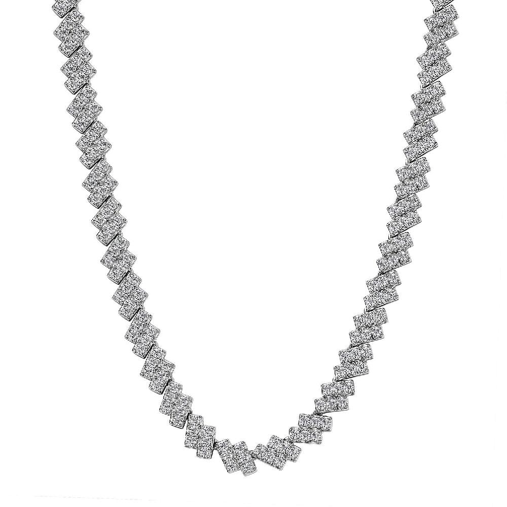 D'Joy White Zircon 13.65 ctw Necklace 18 Inches in Rhodium Over Sterling Silver