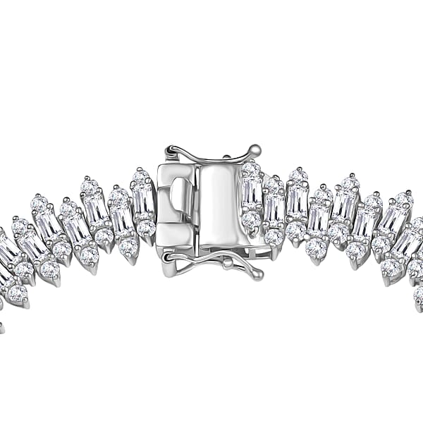 D'Joy White Zircon 19.35 Ctw Sunburst Bracelet In Rhodium Over Sterling Silver (8.00 In)