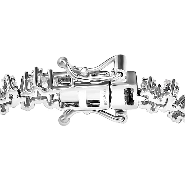D'Joy White Zircon 8.20 Ctw Waves Bracelet In Rhodium Over Sterling Silver (7.25 In)