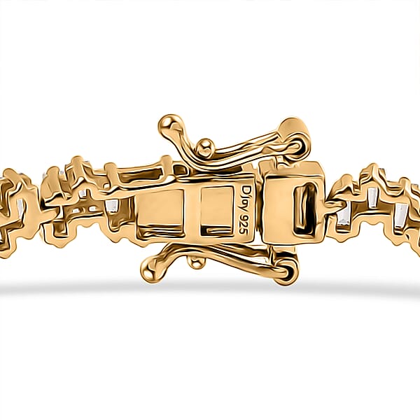 D'Joy White Zircon 9.00 Ctw Waves Bracelet In 18K Vermeil Yellow Gold Over Sterling Silver (8.00 In)