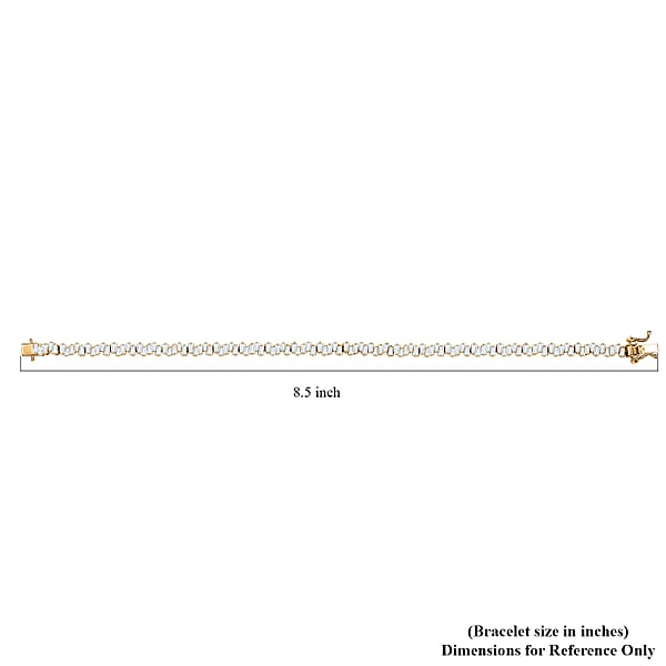 D'Joy White Zircon 9.00 Ctw Waves Bracelet In 18K Vermeil Yellow Gold Over Sterling Silver (8.00 In)