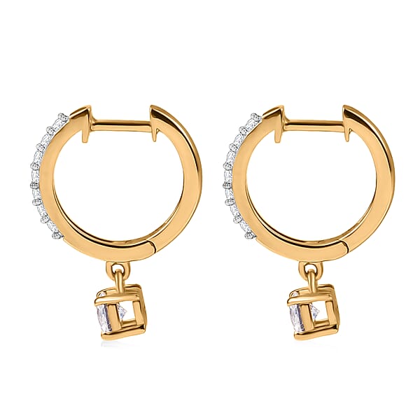 D'Joy White Zircon Earrings In 18K Vermeil YG Over Sterling Silver 1.00 Ctw