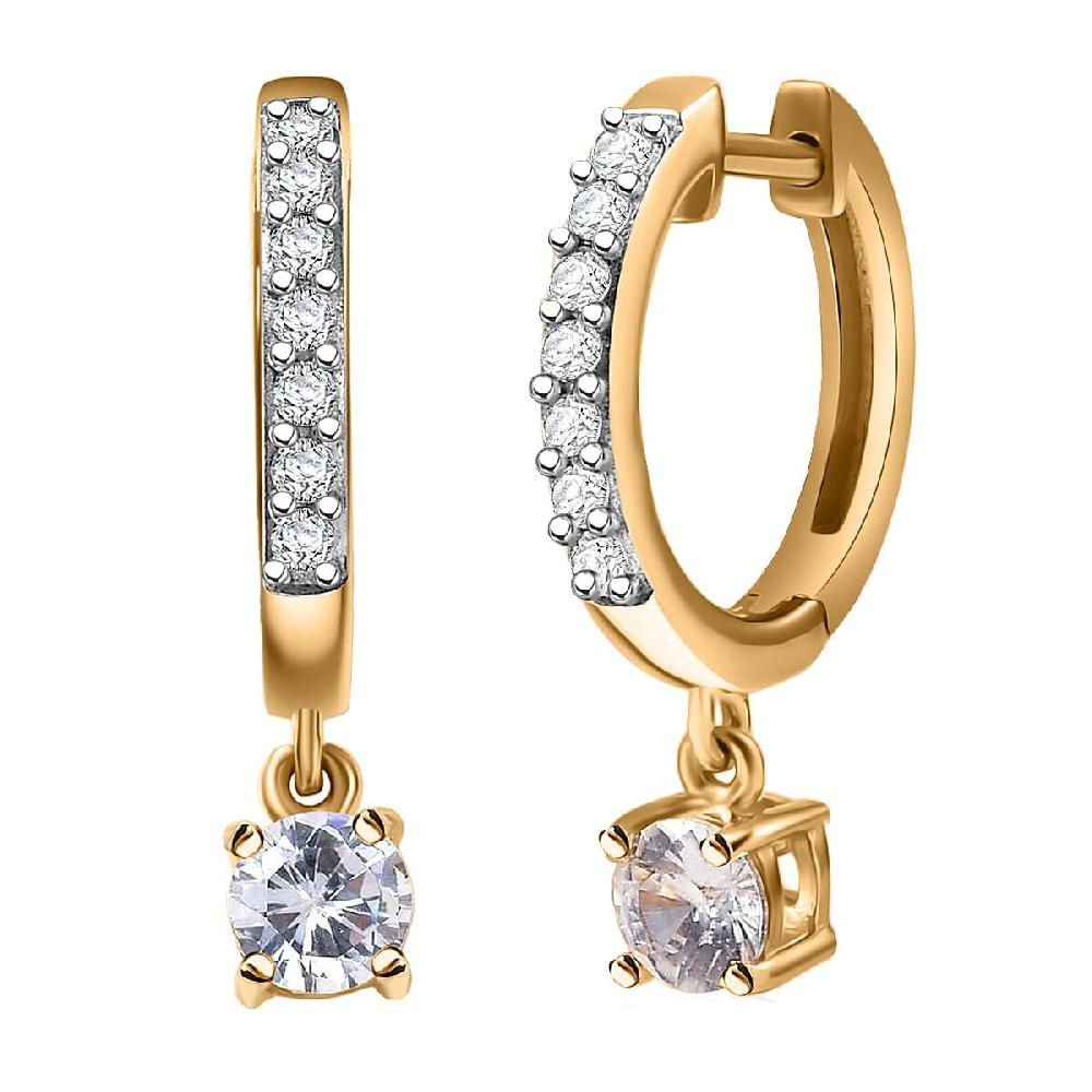 D'Joy White Zircon Earrings in 18K Vermeil YG Over Sterling Silver 1.00 ctw
